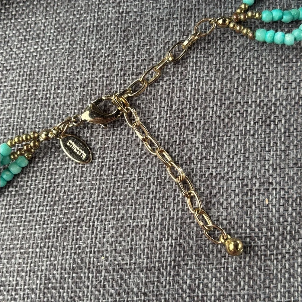 Vintage Navajo Green Turquoise Beaded Multi-Strand Necklace & Nine West Earrings